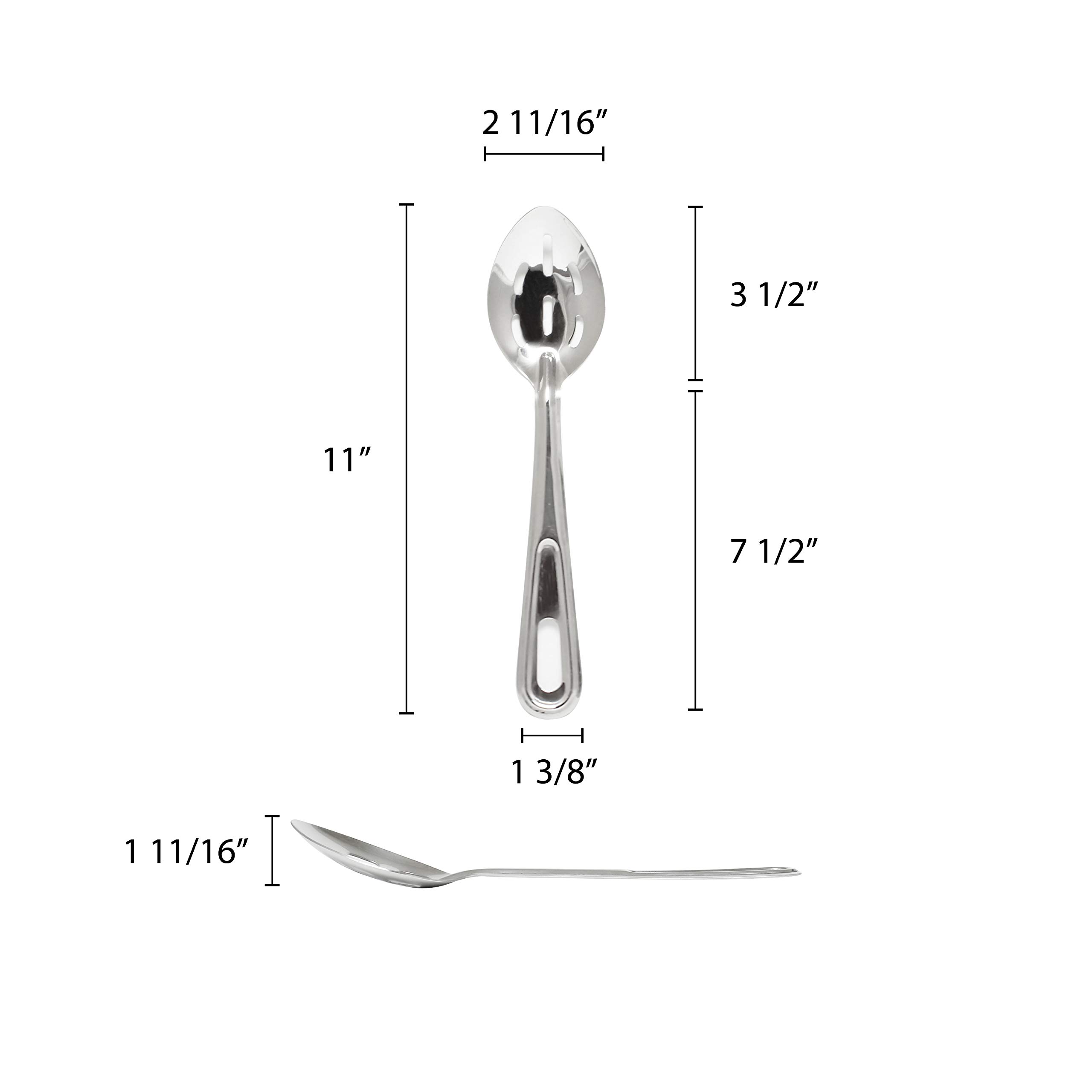 Thunder Group Cuchara ranurada para untar con mango de acero inoxidable, 11 pulgadas