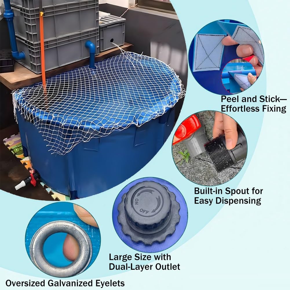 Pool Above Ground Canvas Fish Pond, Round Thickening Fish Pond Pool with Drain Valve, Large Collapsible Outdoors Tarpaulin, for Koi Culture Agricultural Irrigation Water Storage Tank(2x0.97m-3T)