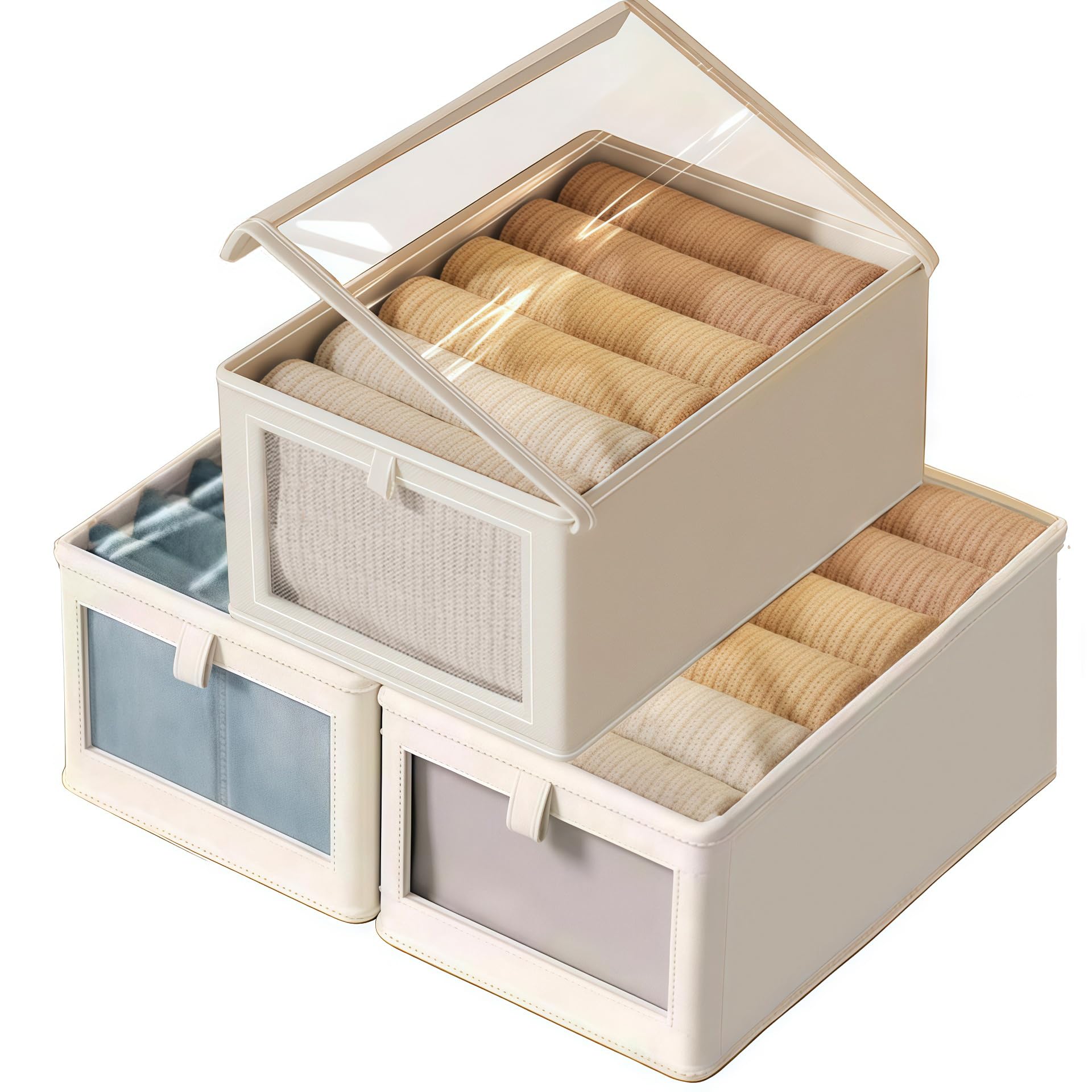 Tosoda Wardrobe Storage Organiser Boxes with Lids for Clothes Trousers