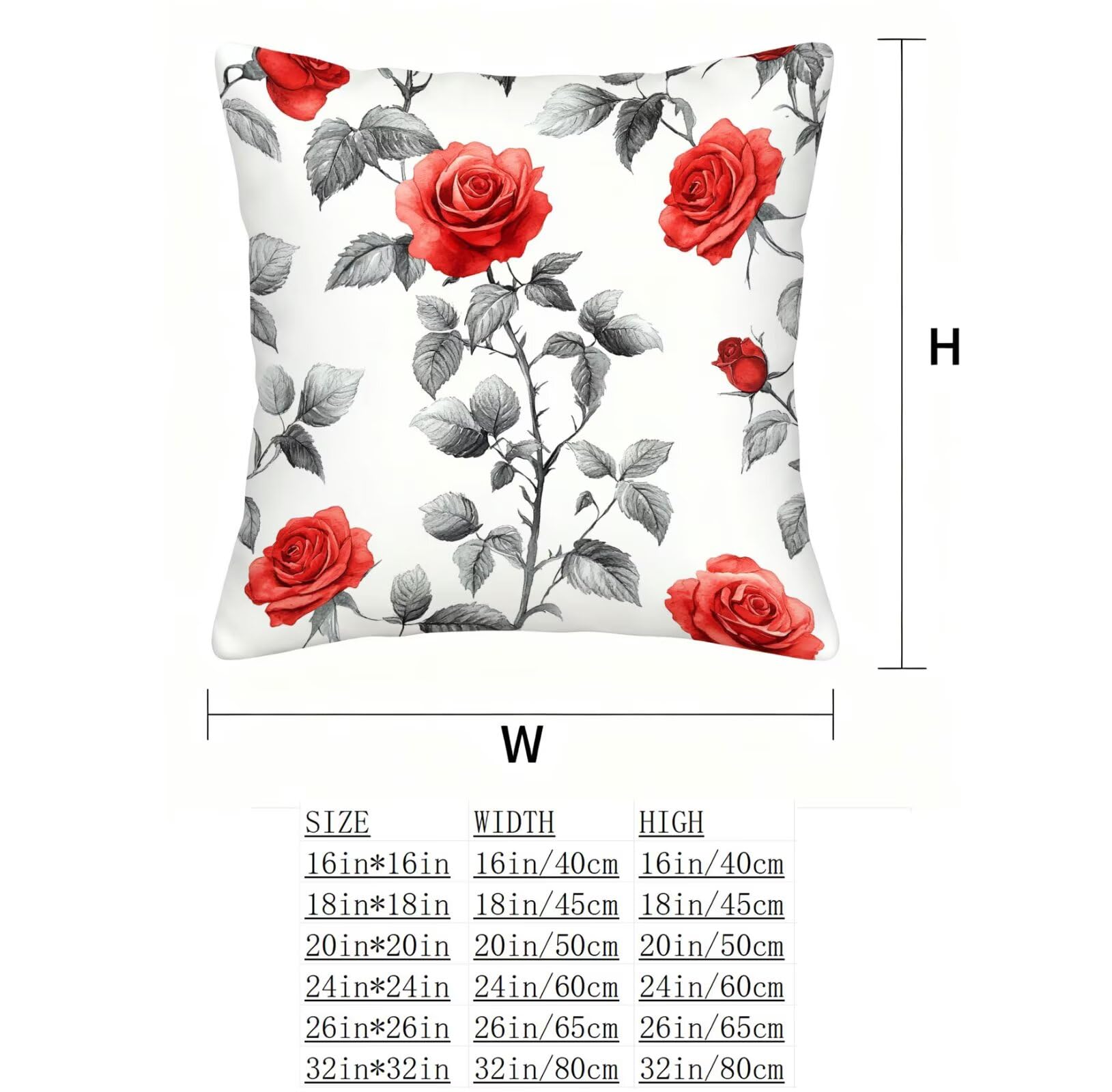 Rojo Funda Cojin 60x60 Flor Funda Almohada 60x60 Cojines Sofa Súper Suave Fundas Cojines Decorativos Fundas Almohadas 4 Piezas Almohada Cervicales y Cuello, para Hogar Cama Salon Decoracion E - 807