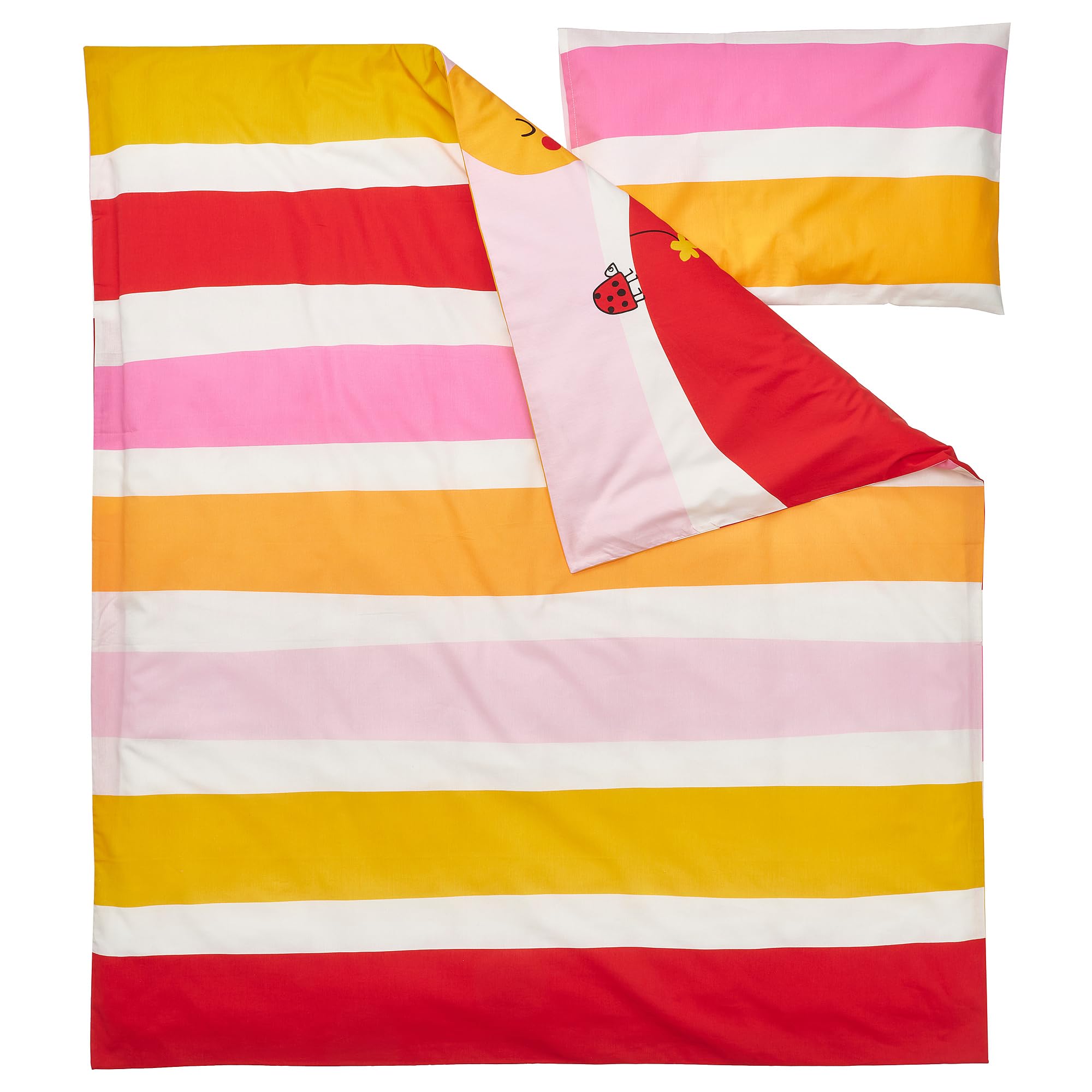 ProTuning GRÖNFINK Housse de couette 1 taie d'oreiller pour lit de bébé, multicolore, rayé, 110 x 125/35 x 55 cm