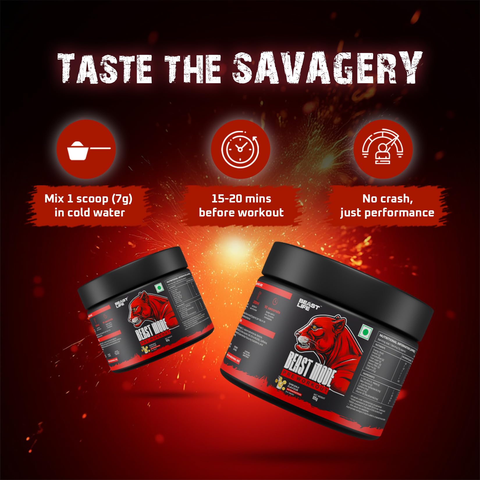 Beastlife Pre-Workout | 105 gm | Shikanji Flavor | Boosts Pump & Energy | Speeds Up Recovery | 2000 mg Citrulline | 2500 mg Beta-Alanine | 200 mg Caffeine | 500 mg Betaine 1
