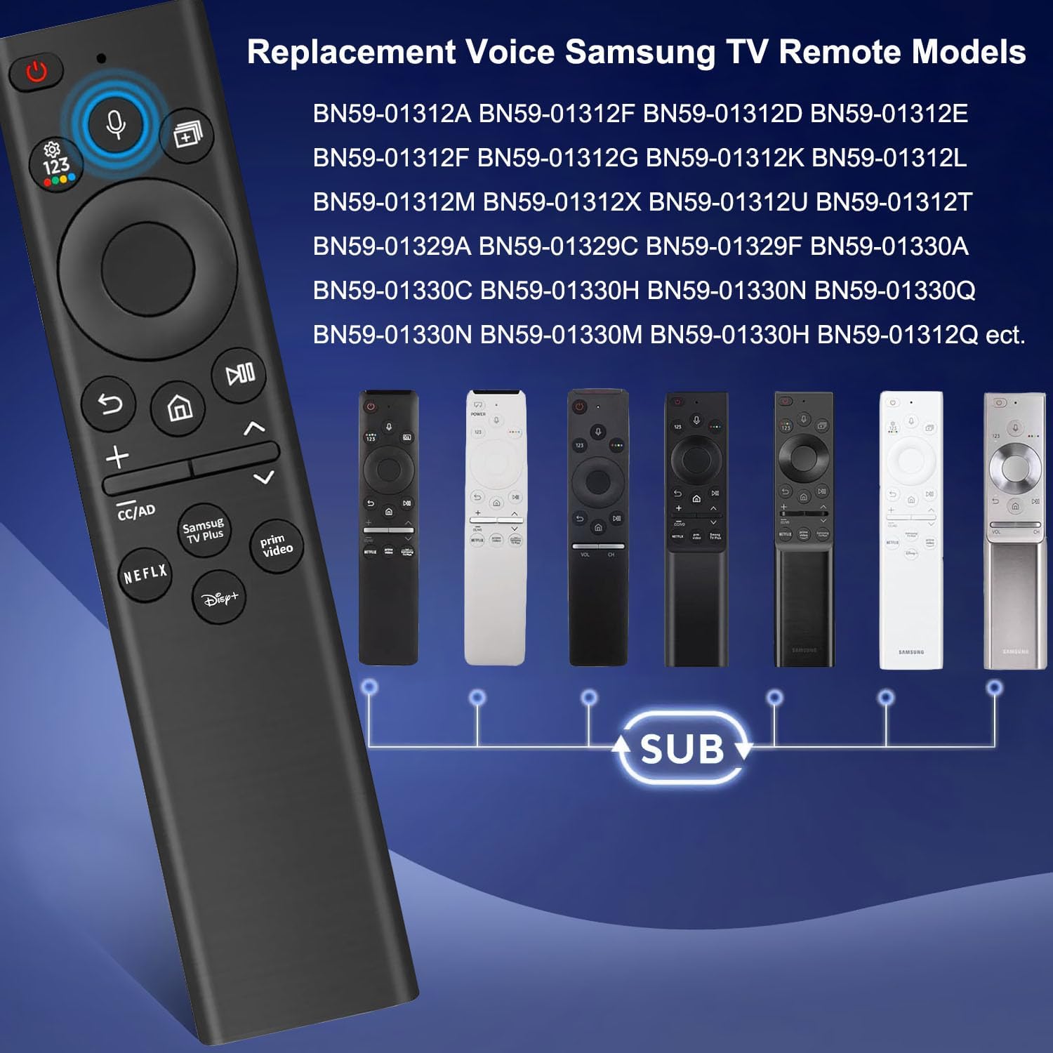 NEW for Samsung TV Voice Replacement Remote, Remote Control for All Samsung TV Curved Frame UHD QLED LED 4K 8K Smart TVs, with Voice Function image 3