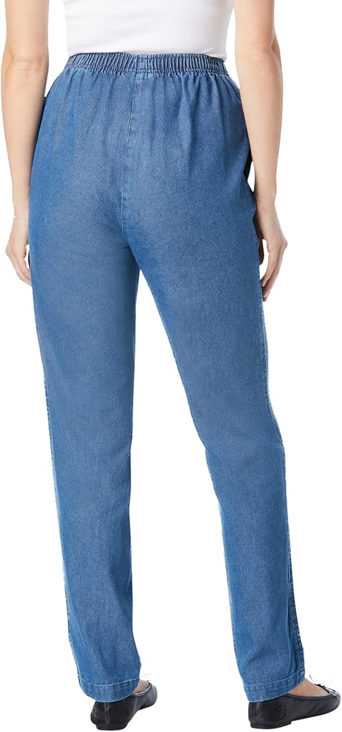Woman Within Plus Size 7-Day Straight-Leg Elastic-Waist Denim Jean (Petite & Tall Available) - Image 2