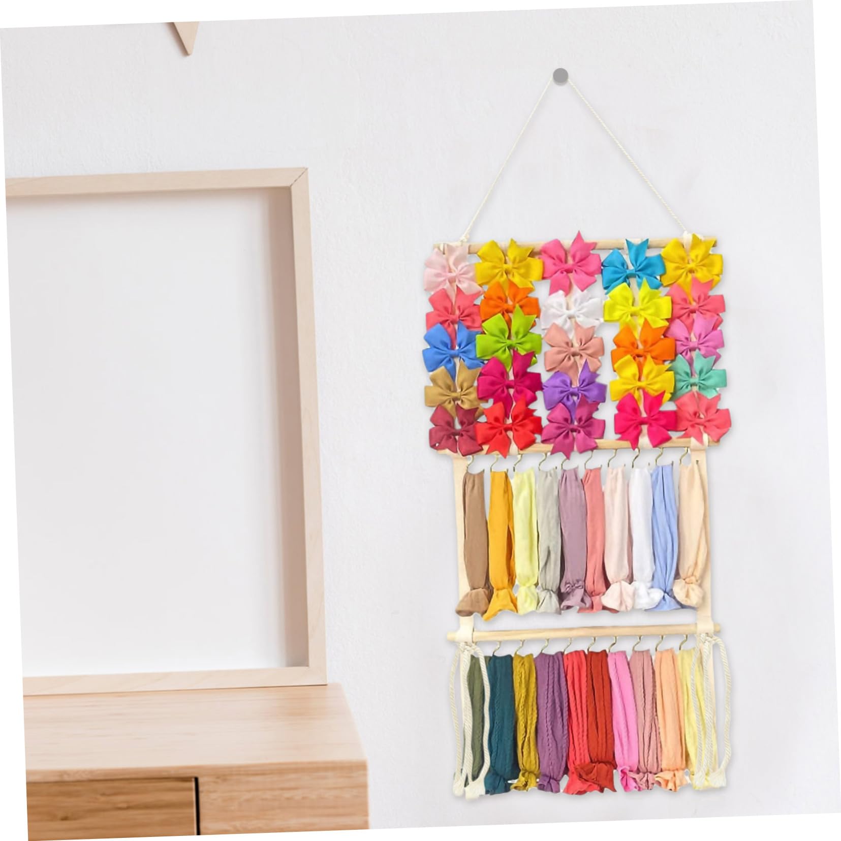 wystrój boho nakrycia głowy scrunchie uchwyt organizator wieszak na włosy stojak dekoracje ścienne lina bawełniana opaska do włosów organizer dla dziewczynek biżuteria dziecięca muszka instrukcja deko