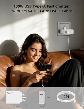 ACOCOBUY 100W Fast Charger with 6A USB C Cable 2M for Xiaomi 17/POCO X8 Pro | Wall Charger UK Fast Charging for Redmi Note 15 14 13 12 11 Pro for Xiaomi 15T 14T 13T POCO F8 M8 X7 M6 X6 X5 X4 Pad 8 7 6 5