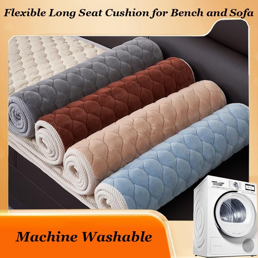 Cojín de franela lavable para banco de jardín, 1,5 cm de grosor, antideslizante, para uso en interiores, color blanco, 55 x 165 cm, mesa y accesorio de jardín