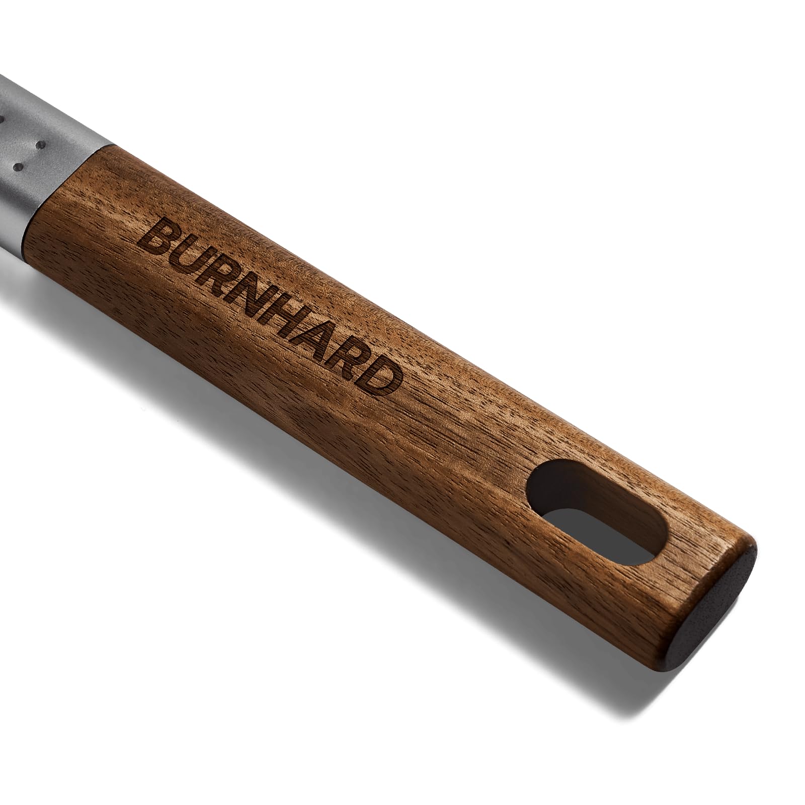 BURNHARD® Pizzawender Pizza Turning Peel rund, Aluminium-Schaufel perforiert mit Akazienholz-Griff & Steckmechanismus, temperaturbeständig für Pizzaofen – 95 cm x 18 cm x 1,6 cm