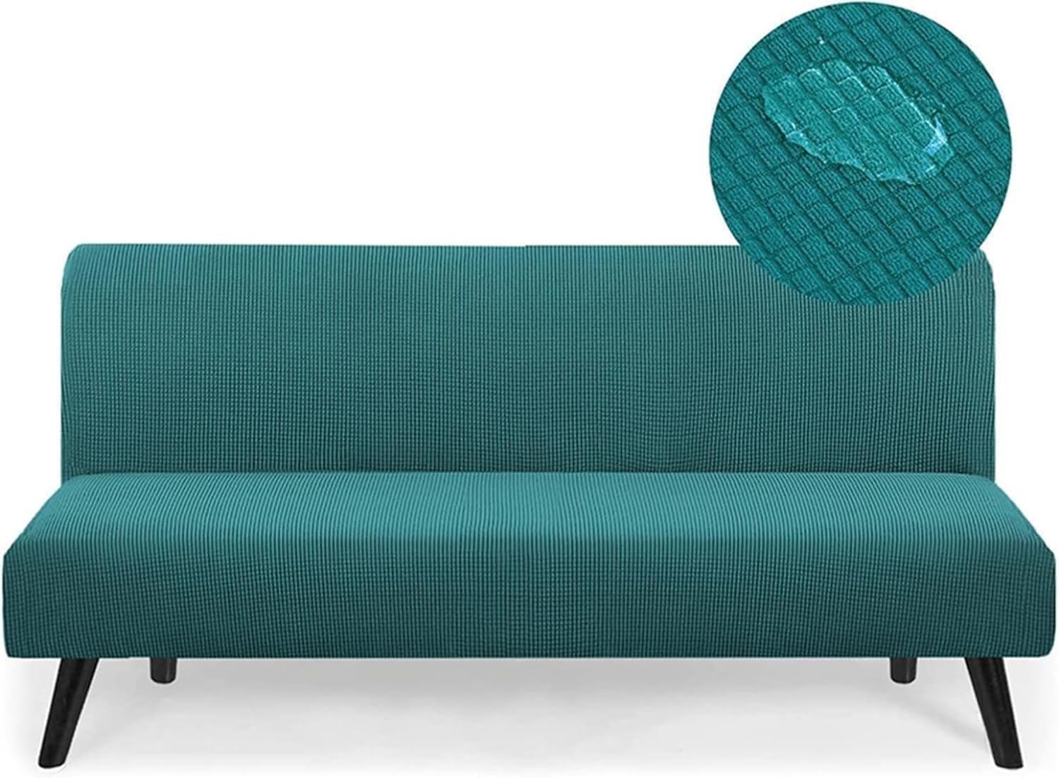 Housse de canapé sans accoudoir vert B | Modèle convertible clic-clac 190-210 cm