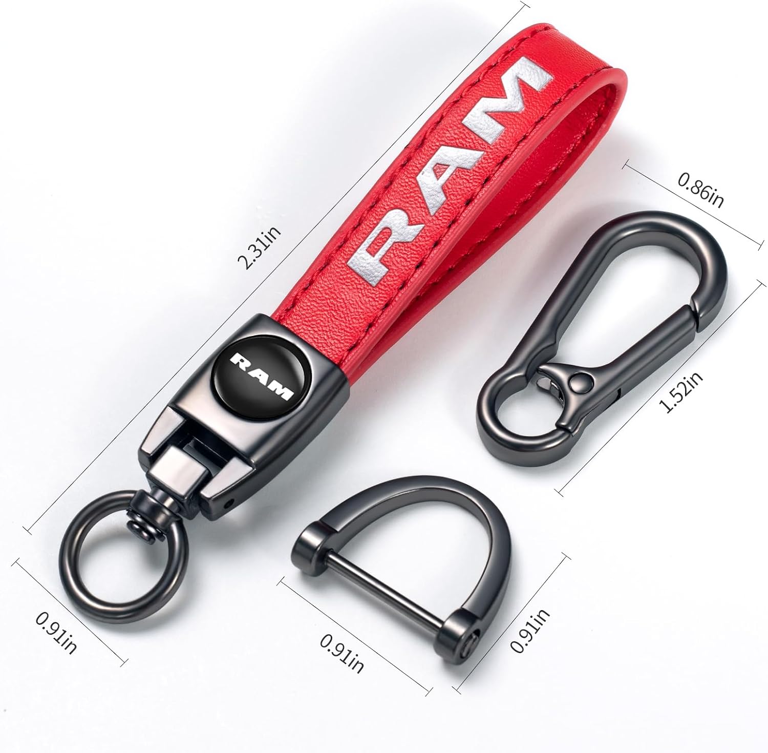 Genuine Leather Car Key Chain Fit for Dodge RAM 1500 2500 3500 Keyring Keychain Accessories Family Present Red