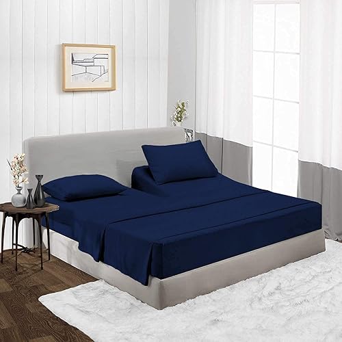 Miniatura 2 de Juego de sábanas flexibles de cabeza dividida tamaño King para camas ajustables, juego de sábanas King divididas en la parte superior, 4 piezas, 800