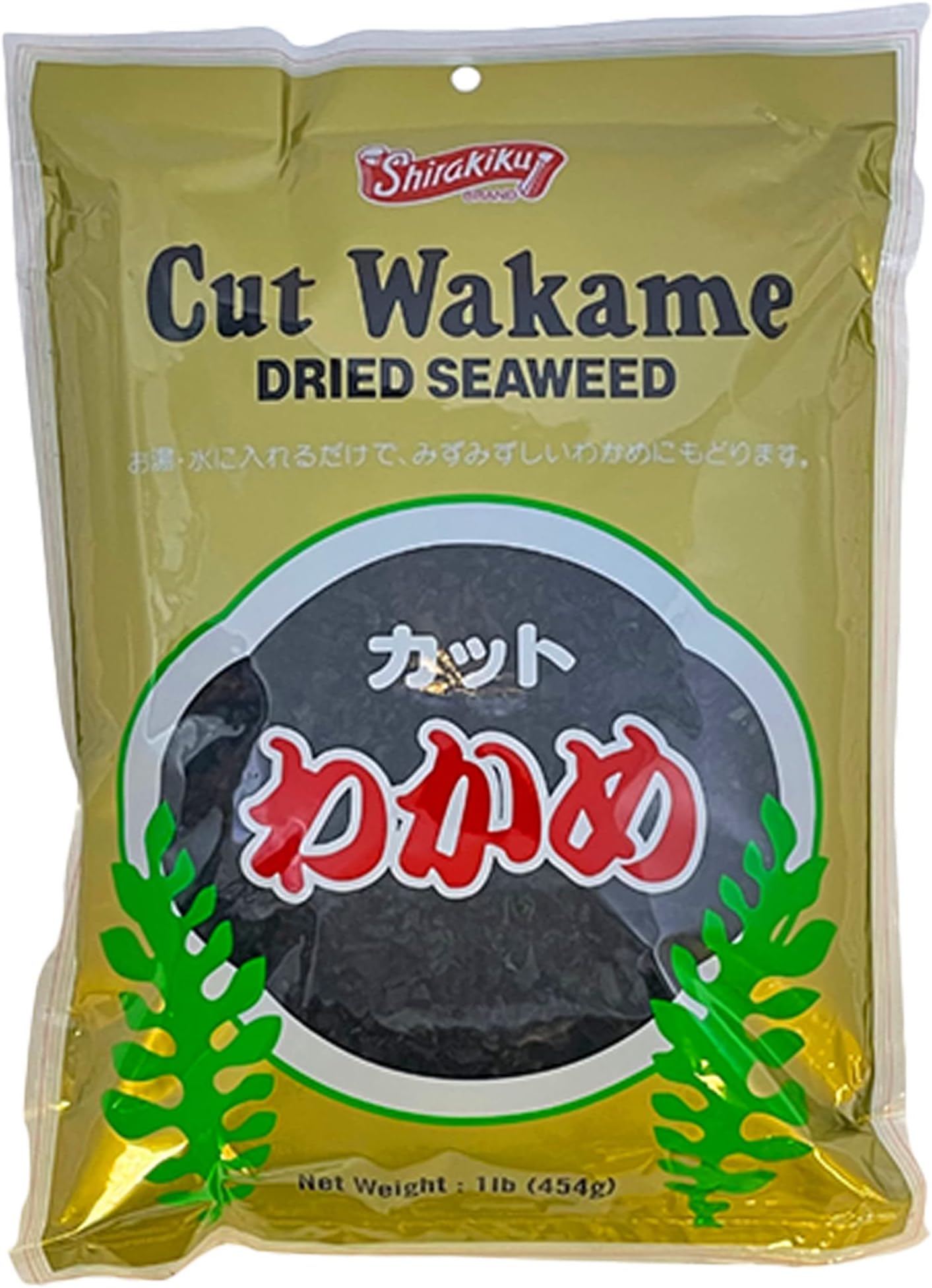Shirakiku Cut Wakame Dried Seaweed - Dry Seaweed, Sea Kelp - Fresh Vegetables and Seaweed Chips for Miso Soup, Ramen, and Sushi - Pre-Cut, Resealable Package - 16 Oz