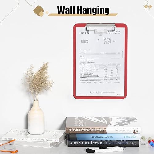 Miniatura 6 de Hongri Portapapeles de plástico de 8.5 x 11 pulgadas, portapapeles A4 rojo tamaño carta para enfermeras, estudiantes, profesores, oficina y escuela,