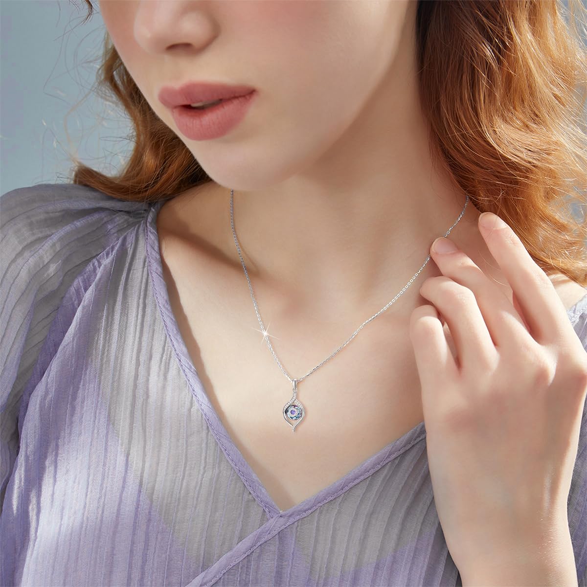 VONALA Collar con Colgante de Mal de Ojo de Plata de Ley - Azul/Azul Volcánico/Morado - Amuleto de la Suerte, Regalo de Joyería Ojo Turco para Mujeres