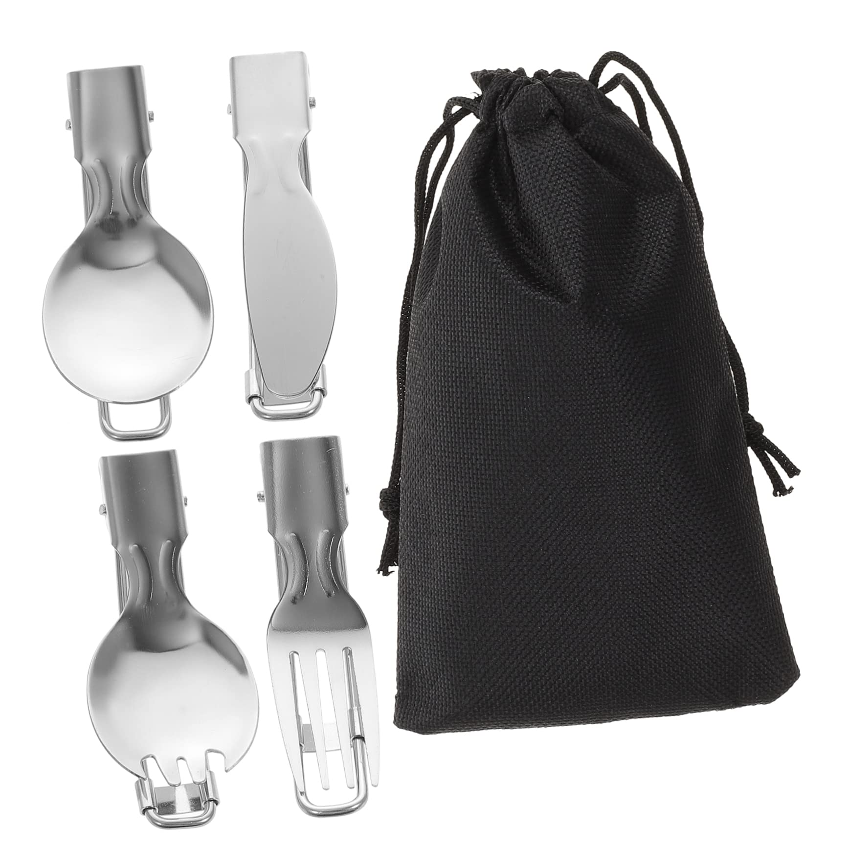 Toddmomy 3 Set Set di stoviglie pieghevoli Portatile campeggio cucinando forchetta con utensile argenteria pieghevole da viaggio posate pieghevoli per esterni Acciaio inossidabile Argento