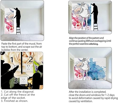 Miniatura 4 de Papel de contacto de pared para niñas, personalizable, no necesita pegamento adicional (Ancho) 78.7 pulgadas x 78.7 pulgadas de alto