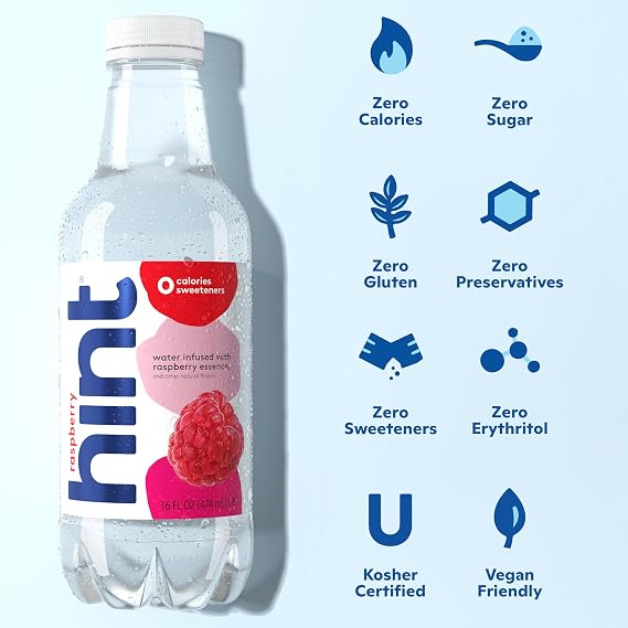 Hint Flavored Water Zero Sugar 0 Calories - Raspberry (12 pack)