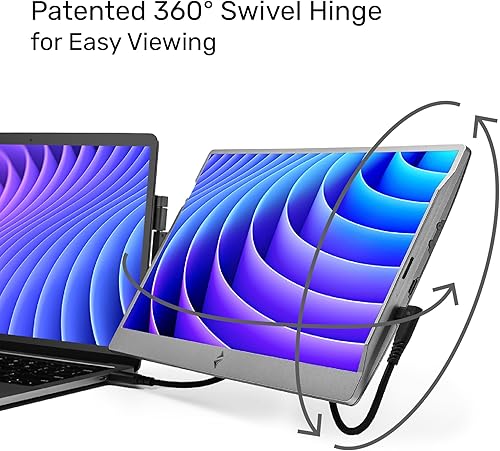 Miniatura 2 de SideTrak Monitor portátil giratorio de 14 pulgadas para laptop, extensor de pantalla de laptop con bisagra giratoria patentada, monitor de viaje
