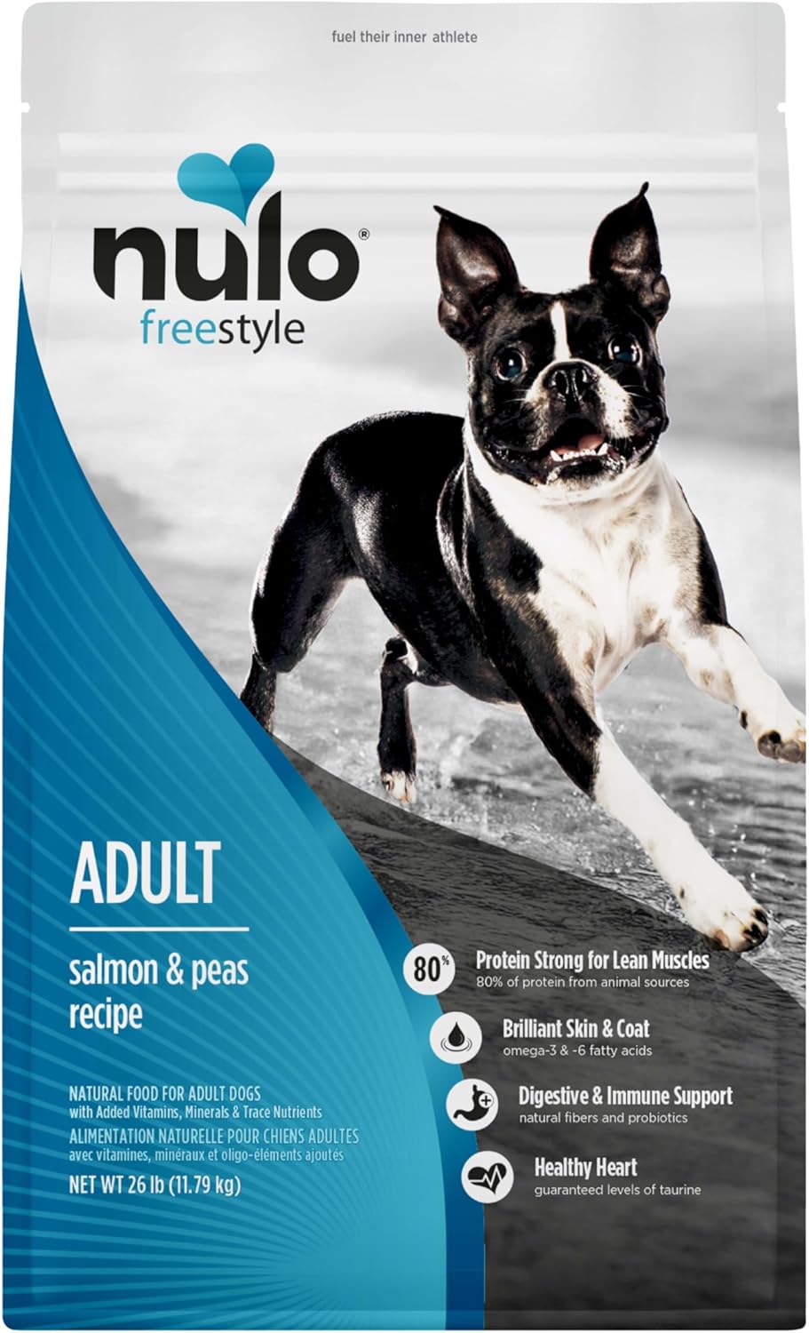 Nulo FreeStyle Adult Dry Dog Food - Salmon & Peas, Premium Grain Free Dog Food with Probiotics for Healthy Gut, Skin and Coat, Natural, High Protein Kibble for Small, Medium and Large Breeds, 26lb