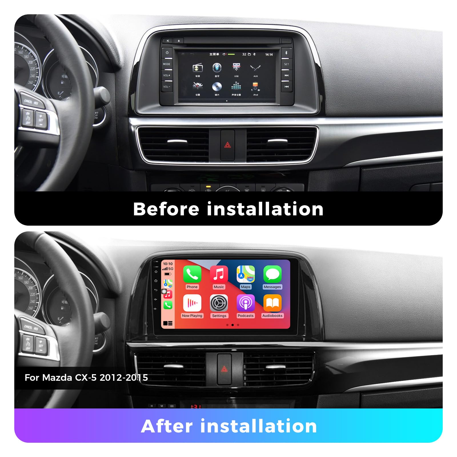 9 Inch 2 Din Android 15 Autoradio voor Mazda CX5 2012-2015 met CarPlay