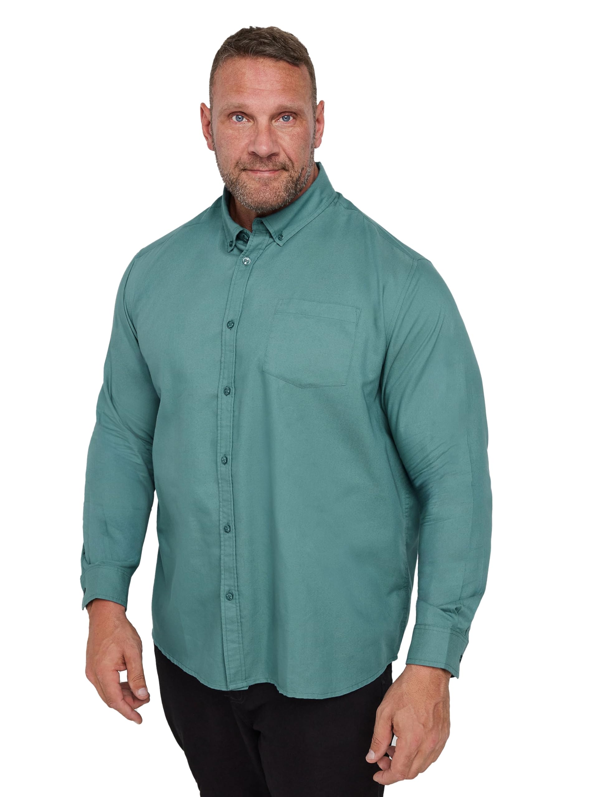 BadRhino Long Sleeve Oxford Shirt - Mid Blue - Cotton Blend - 5-6XL