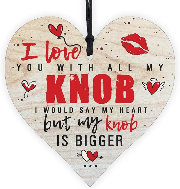 Funny Gift for Women, Men, Her, Him, Best Friend Birthday Anniversary Friendship Wedding Valentines Day Wife Husband Girlfriend Boyfriend Engagement Wooden Hanging Heart Plaque Novelty Decoration