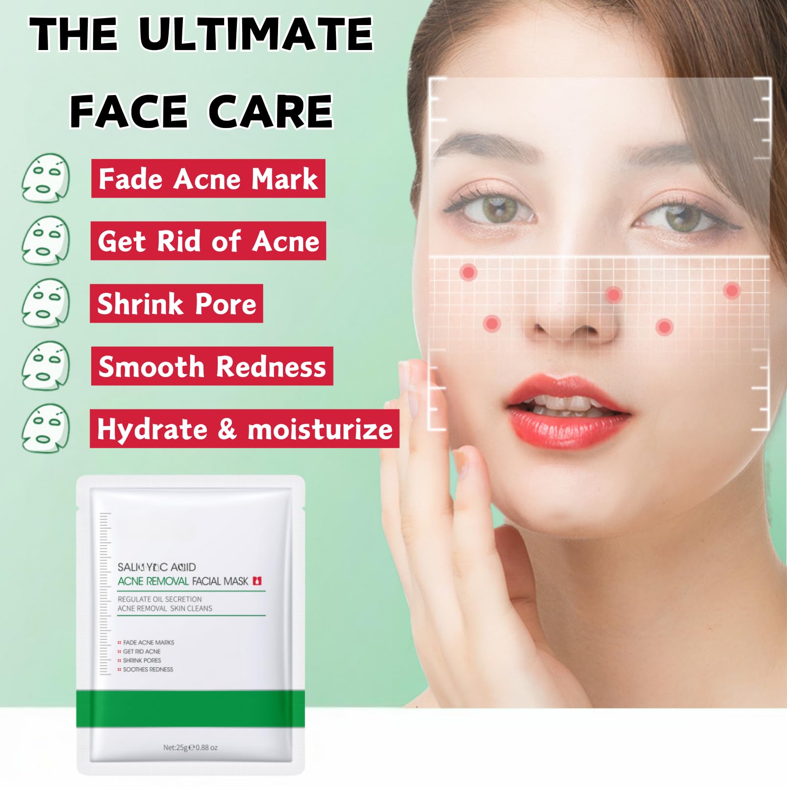 Salic-ylic A-cid Face Masks 6pcs, Blemishes Removal Face Mask Set, Moisturizing & Hydrating Sheet Mask - Image 3