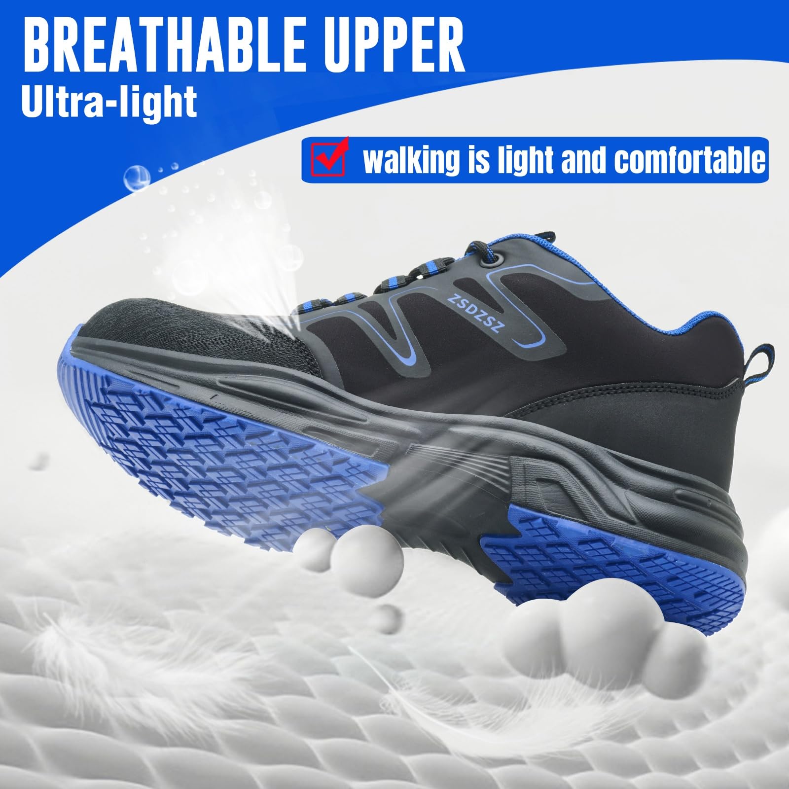 Chaussures de Sécurité Hommes Légère Chaussures de Travail Femme Confortable Respirantes Basket de Securite Embout Acier Antidérapante Chaussure de Chantier
