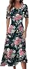Midi Dresses for Women Printing Waist V Neck Beach Dress Short Sleeve Maxi Dresses A-Line Dressy Swing Dress