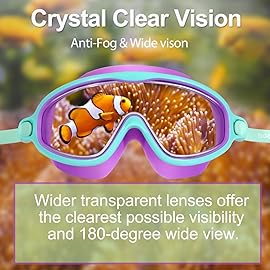 Kids Goggles for Swimming 2 Pack No Leaking Anti-Fog Outer Eye Fit with Wide View UV Protection Crystal Clear Watertight Swim Goggles with nose cover Suitable for Children Youth Boys Girls Age 3 to 14