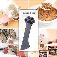 Vista 6 de Cuchara de comida para mascotas de silicona Sheldamy, abridor de lata de comida para gatos con pata, cuchara corta para comida húmeda o seca