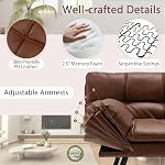 KOMFOTT Futon Sofa Bed, 72" Memory Foam Convertible Futon Couch with Adjustable Backrest & Armrests, Metal Legs, Modern Loveseat Sleeper Bed Split-Back Sofa for Small Apartment, Brown