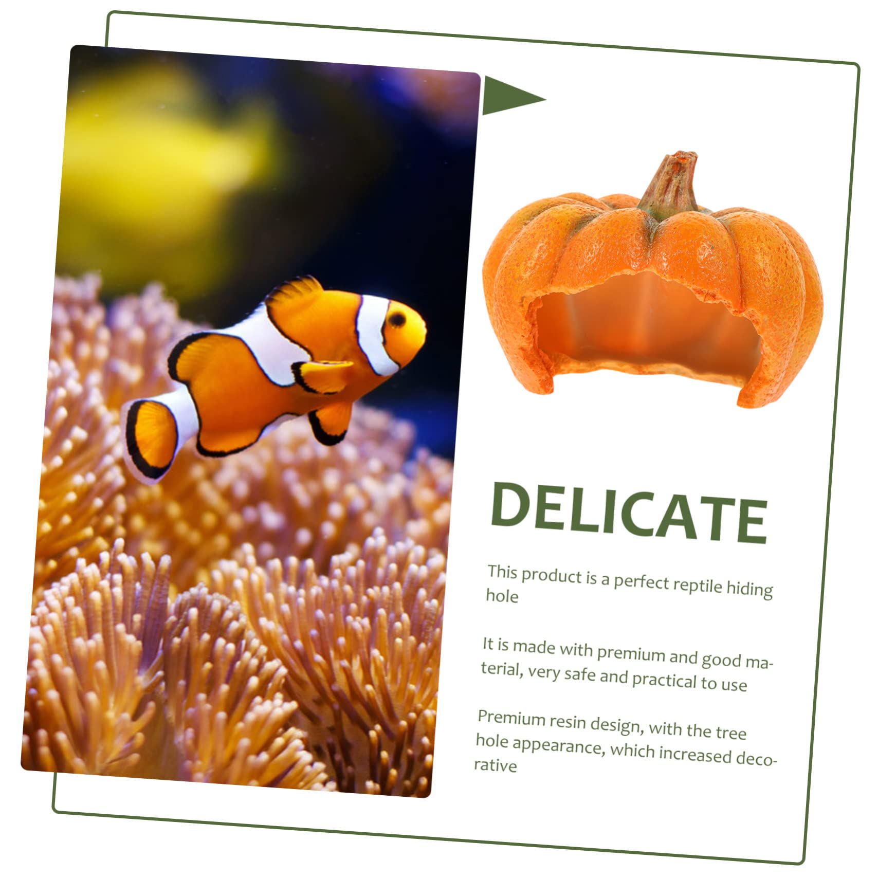 CIYODO Snake Hide Resin Lizard Hideout Pumpkin Decoration for Hamster Shelter Lightweight Terrarium Cave for Reptiles Stain Resistant and Durable Landscape Prop