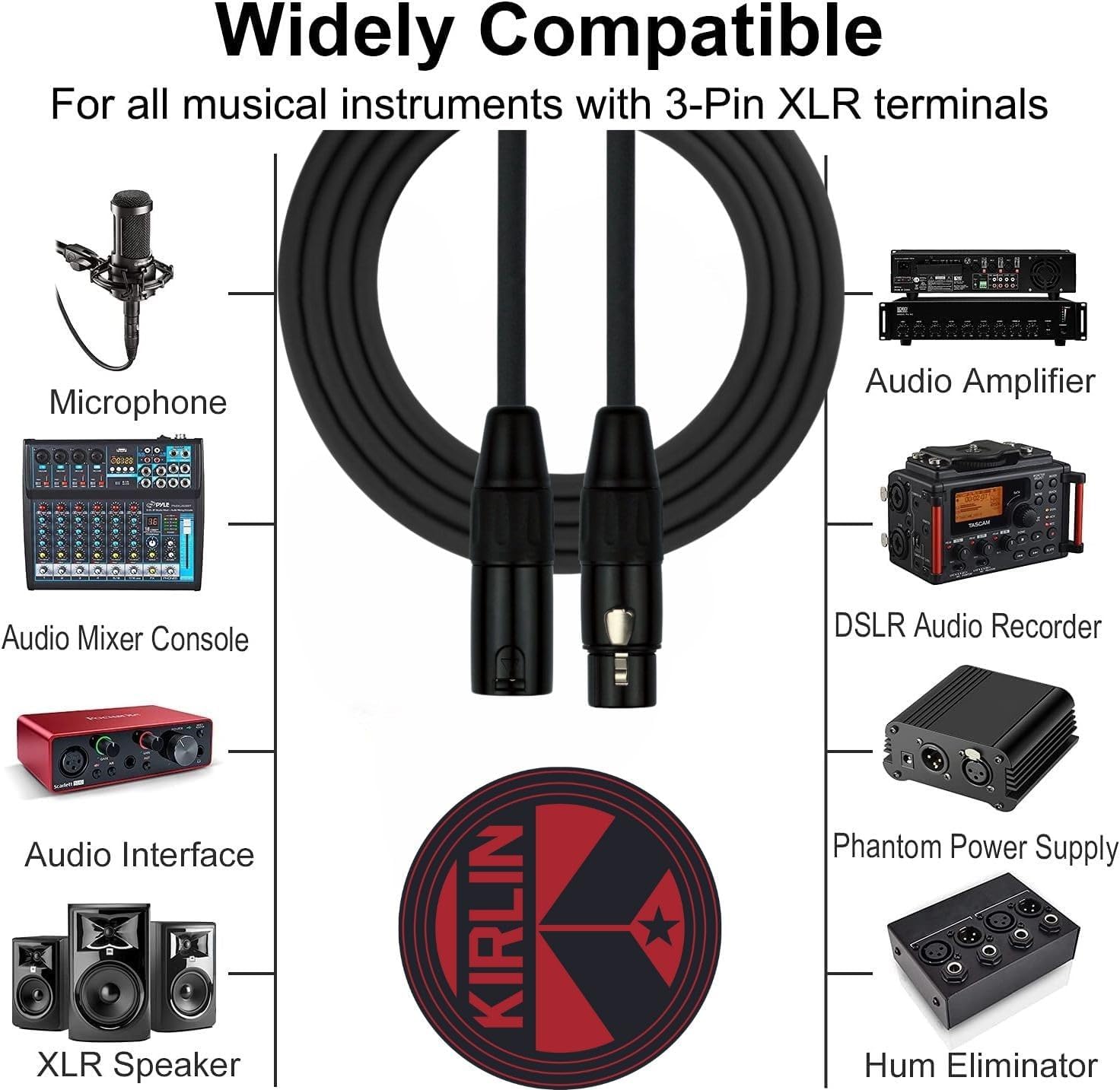 25' FT XLR MICROPHONE MIC CABLE PATCH CORDS MPC270 / 5 PACK