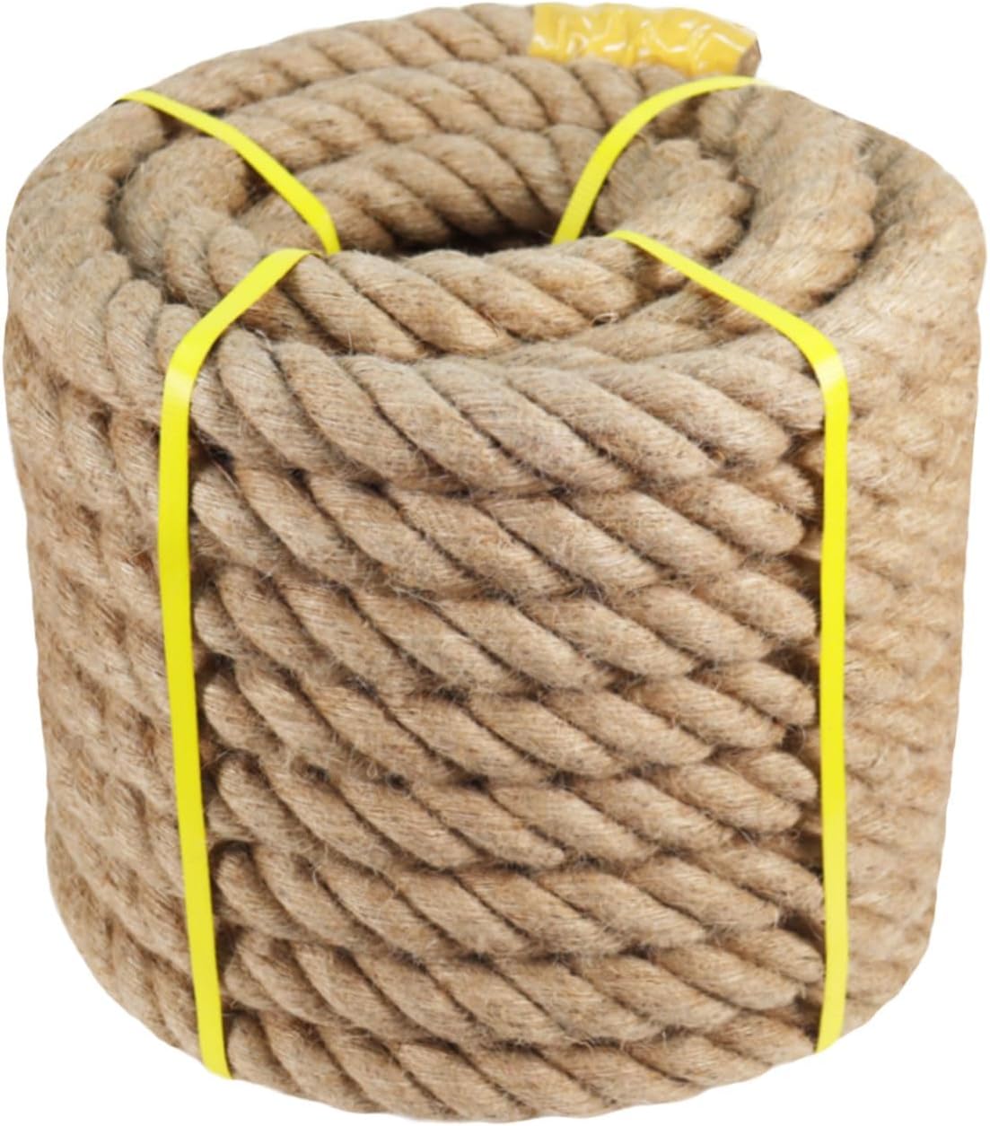 Lock Line Rope 2in Natural Hemp Rope - 2 Inch x 100 Feet - Heavy Duty Jute Manila Rope for ...