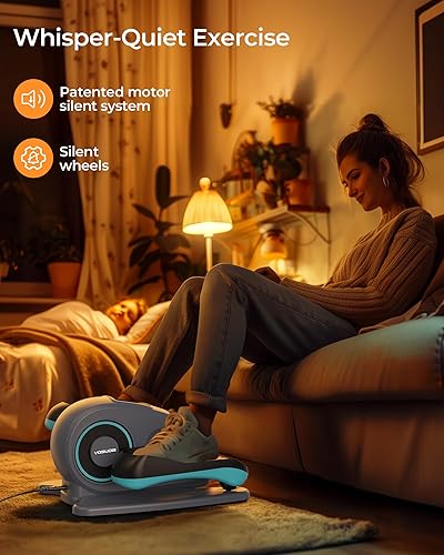 Vista 13 de YOSUDA Elíptica eléctrica debajo del escritorio, ejercitador de piernas elipse para personas mayores, ejercitador de pedal sentado totalmente