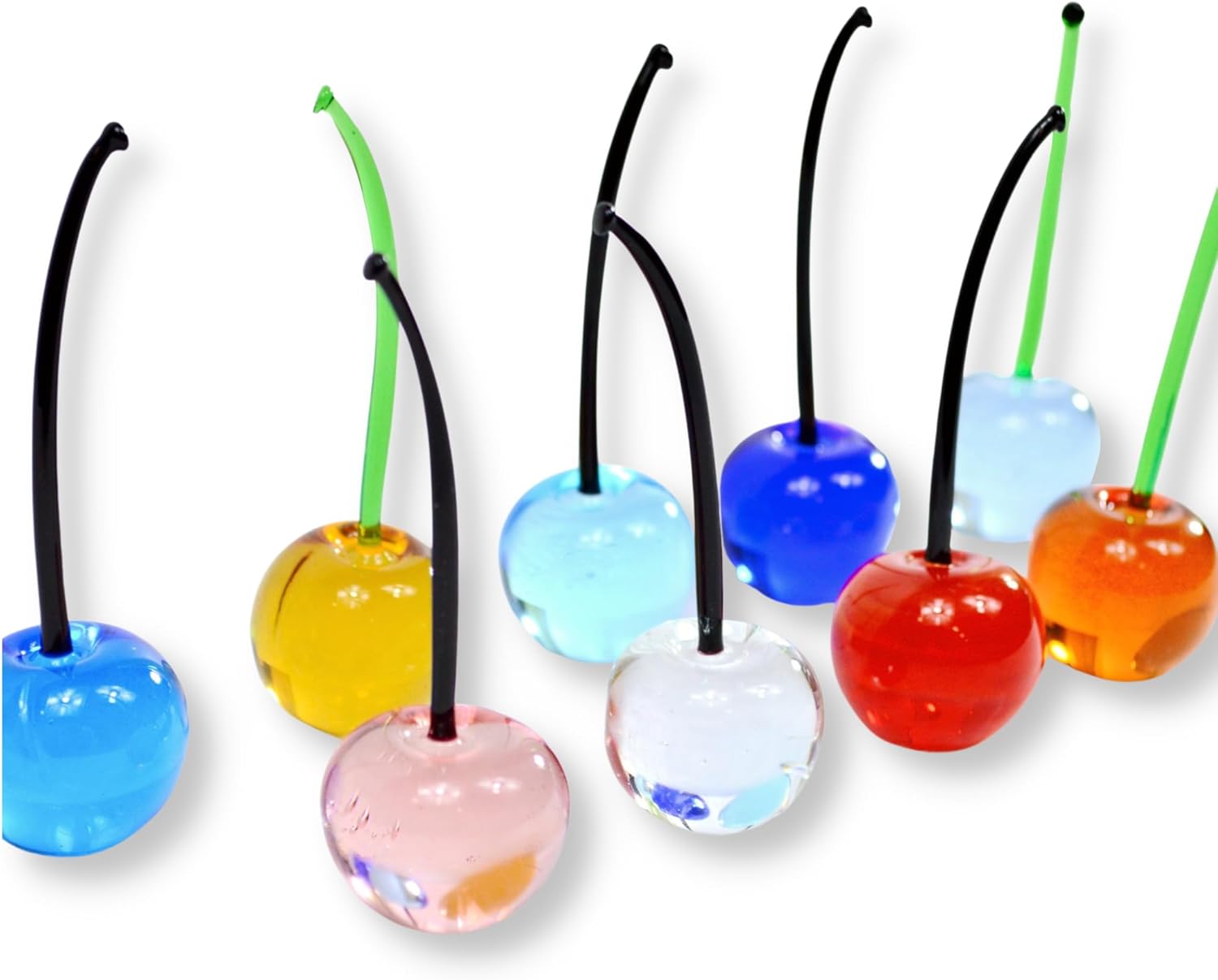 Murano Glass Handmade Cherries - SET OF 3 | Colorful Collectible Glass Fruit Decor | Expertly Crafted on the Island of Murano | Perfect for Home Decor and Gifts