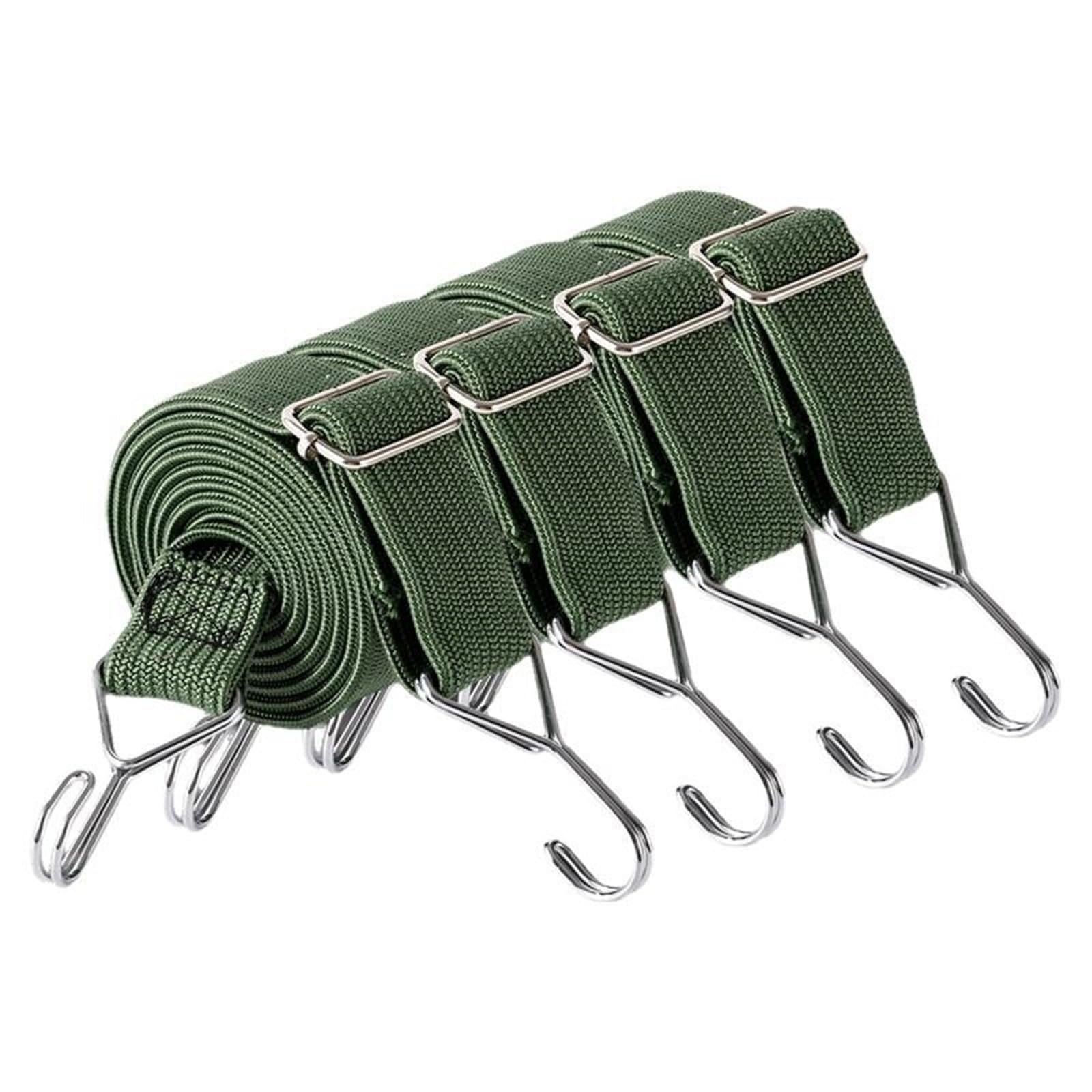Confezione da 1 corda elastica regolabile con ganci, cinghie elastiche resistenti for esterni da 1 a 15 m, larghezza 4 cm(Green 15m-Non-Adjustable)