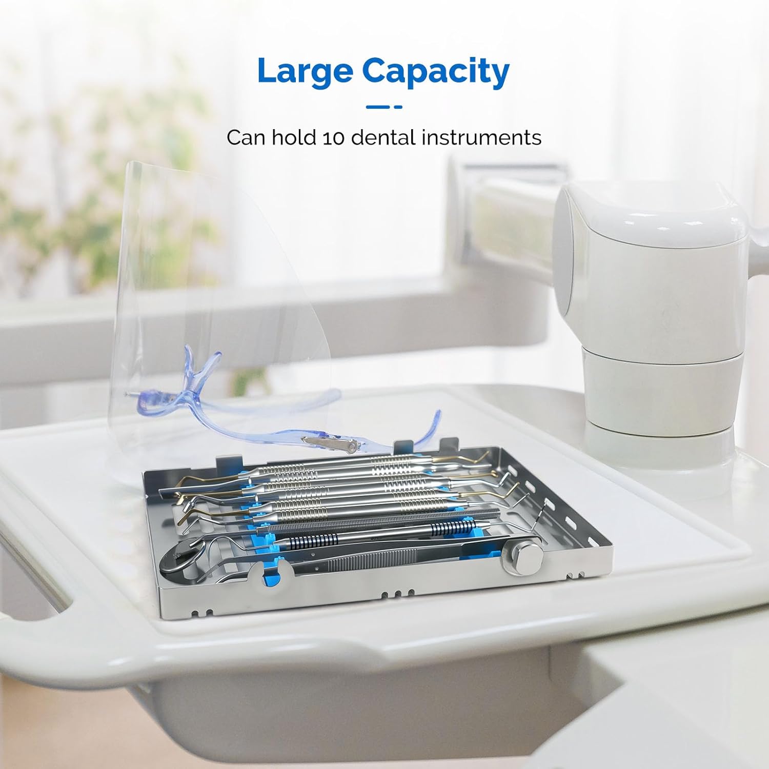 JMU Dental Autoclave Sterilization Cassettes for 10 Instruments, Detachable Instrument Cassette Rack, Blue