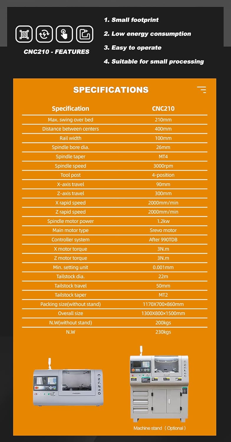 Mini CNC Lathe DIY Metal CNC Lathe Machine with Cabinet Mini Lathe with 3-jaw Chuck Base for Hobby and School Education (AFTER 990TDB)