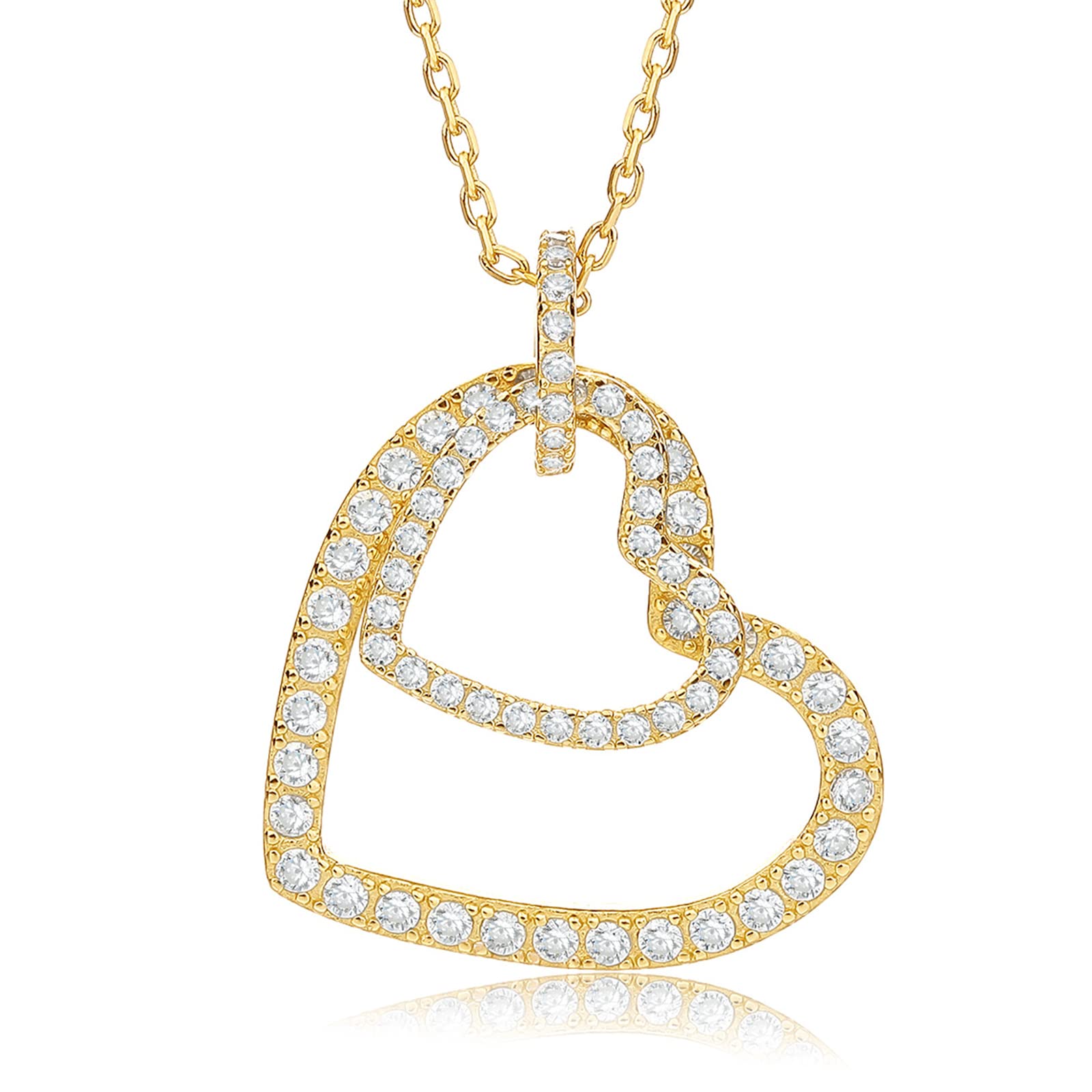 Buy ZHOU LIU FU Love Heart Necklace Yellow Gold Plated Double  