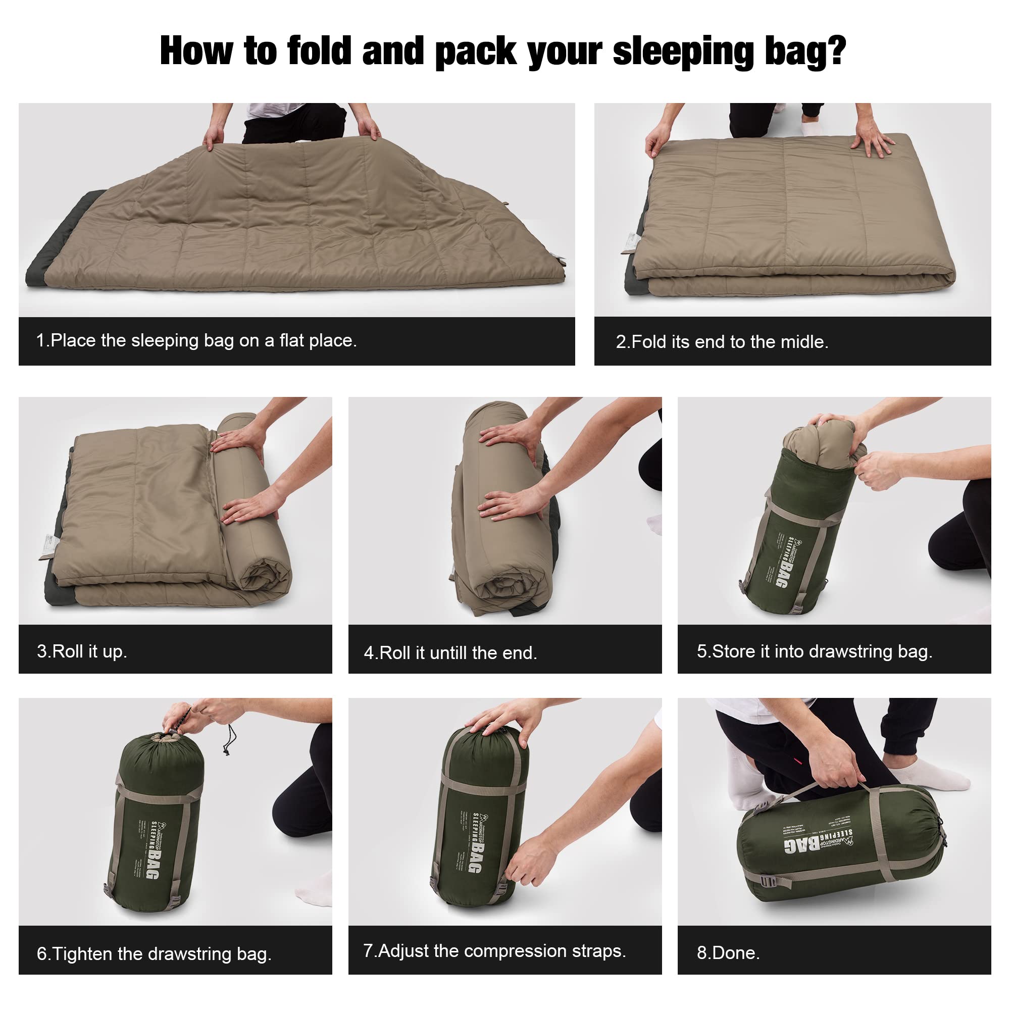 Mardingtop Saco de dormir para exteriores, ligero, cálido, para adultos y niños, verano e invierno, para camping, viajes