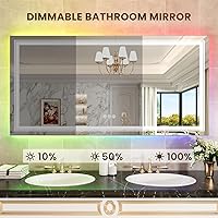 Vista 39 de WTTY LED Bathroom Mirror 32"x32" with Backlit and Front Light,Stepless Dimmable LED Mirror for Bathroom,Anti-Fog Lighted Bathroom Vanity Mirror