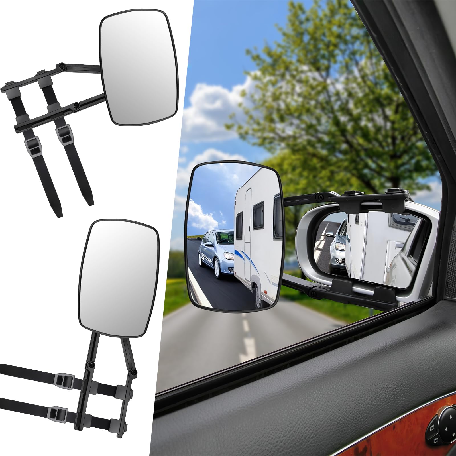 KAOLALI Espejos Caravana Coche, Retrovisores Caravana, 2Pcs Espejos de Remolque Towing, Espejo Retrovisor de Extensión, para Remolque Furgoneta Camion Universal