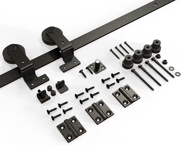 TSMST 76,3 cm/2,5 ft Bi-Fliegue Sistema completo de puerta corredera, ahorro de espacio para 2 puertas, lisa y silenciosa en forma de T (sin puerta) - 4