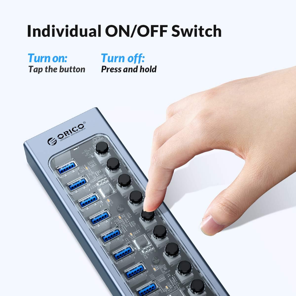 Tech Deals 🔥 ORICO USB Hub 3.0 Powered 13 Ports USB Data Hub with 12V5A Power Adapter, Individual Power Switches, and LEDs, USB Extension for iMac Pro, MacBook Air/Mini, PS4, Surface Pro, Notebook PC, Laptop