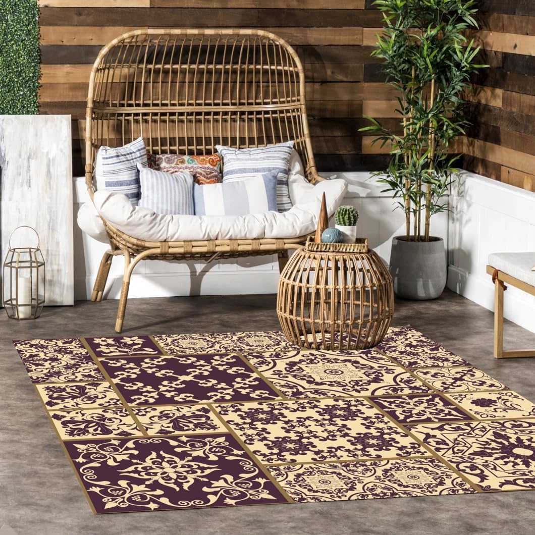 Amazon.com: Traditional Patchwork Floral Area Rug 2x2 Brown Retro ...