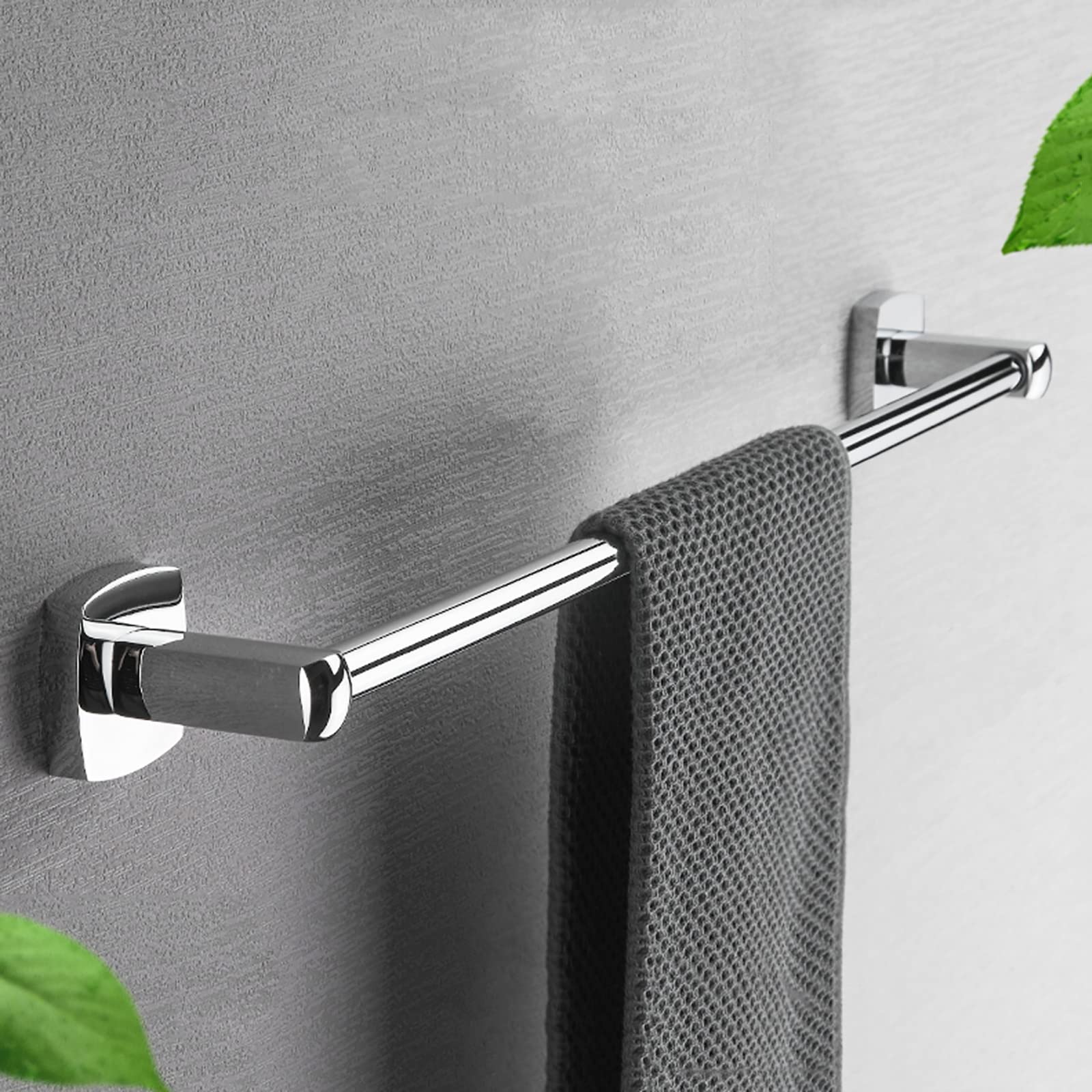 Porte-serviettes mural en laiton finition chrome brillant et pose stable vissée
