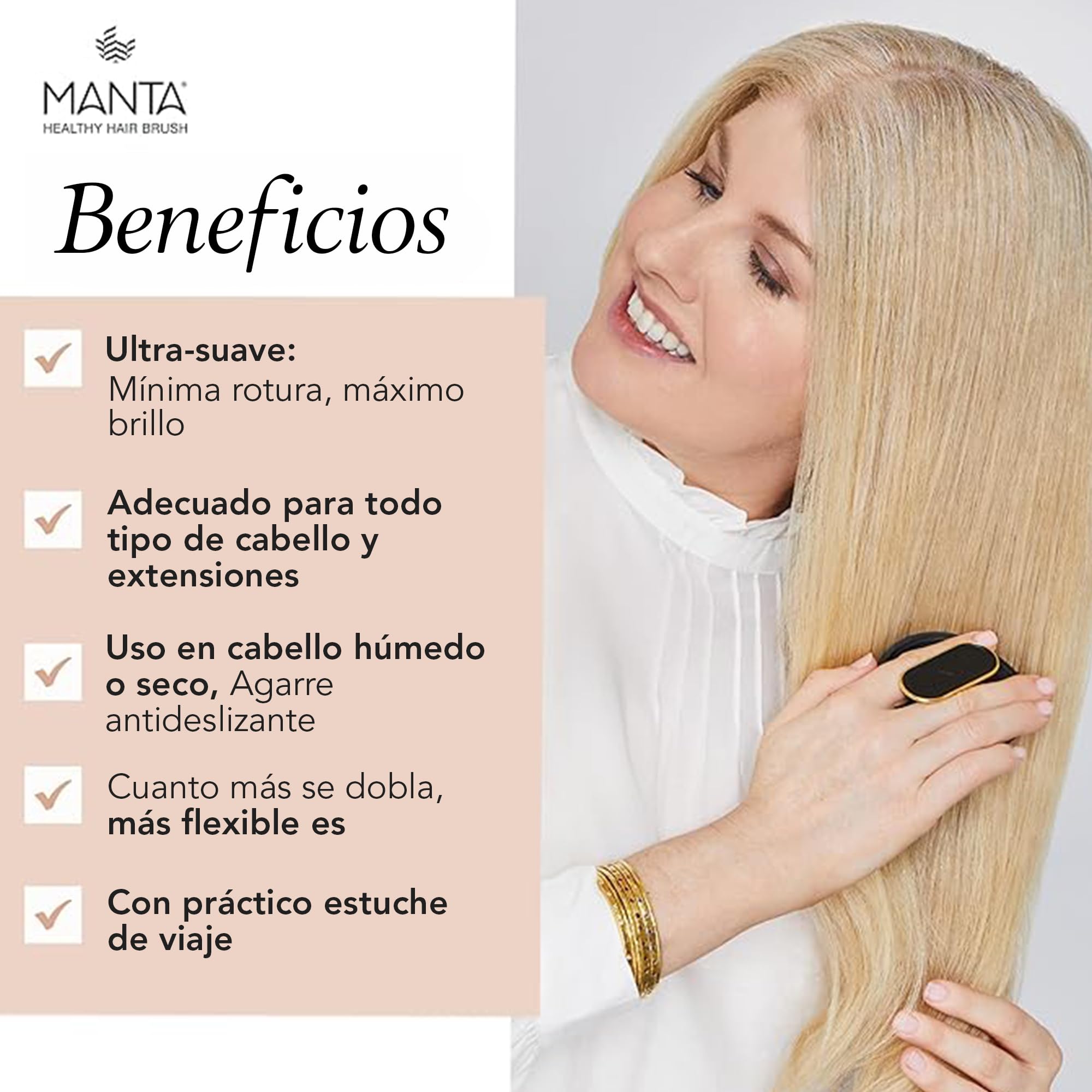Manta Cepillo con espejo, ideal para bolso, antirroturas, para cabello rizado, grueso, fino, húmedo y cuero cabelludo. Promueve el crecimiento del cabello, azul.