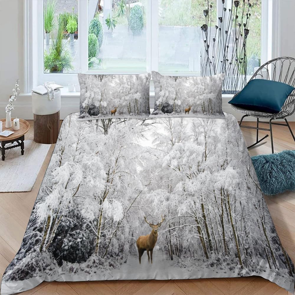 Trois pièces literie 3D wapiti animal 200x200 cm avec housse de couette
